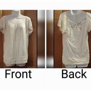 Women's Bobbie Brooks White Crinkle Shirt, M